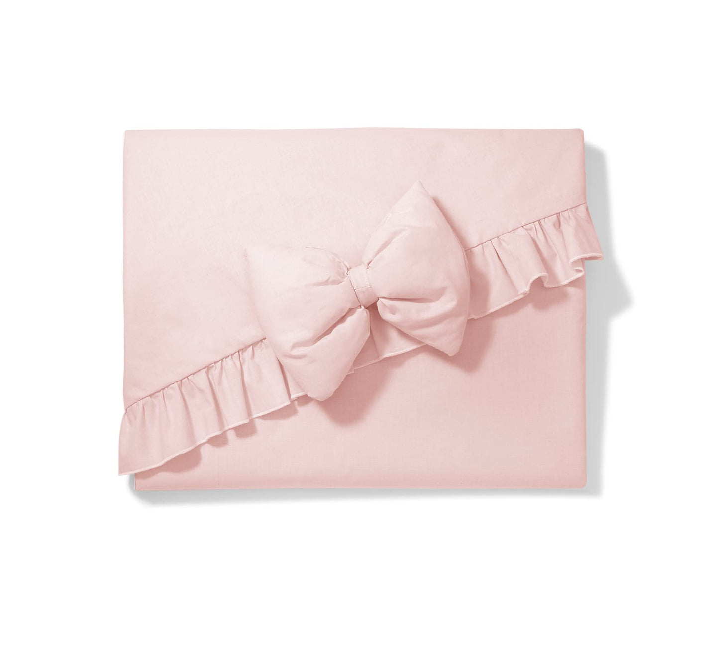 Balbina canopy 100% cotton, decoration set for crib, bed canopy with ruffle & bow, mosquito net for nursery, opaque bed curtain without canopy rod, 240 x 165 cm, powder pink light.