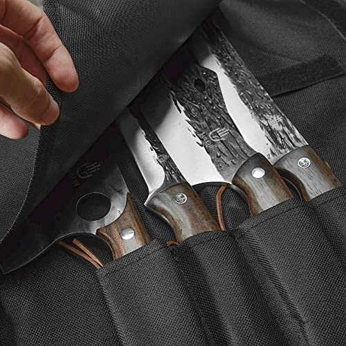 FULLHI 13pcs Butcher Chef Knife Set includes High Carbon Steel Cleaver Kitchen Knife Full Tang Vegetable Cleaver Home BBQ Camping with Knife Case