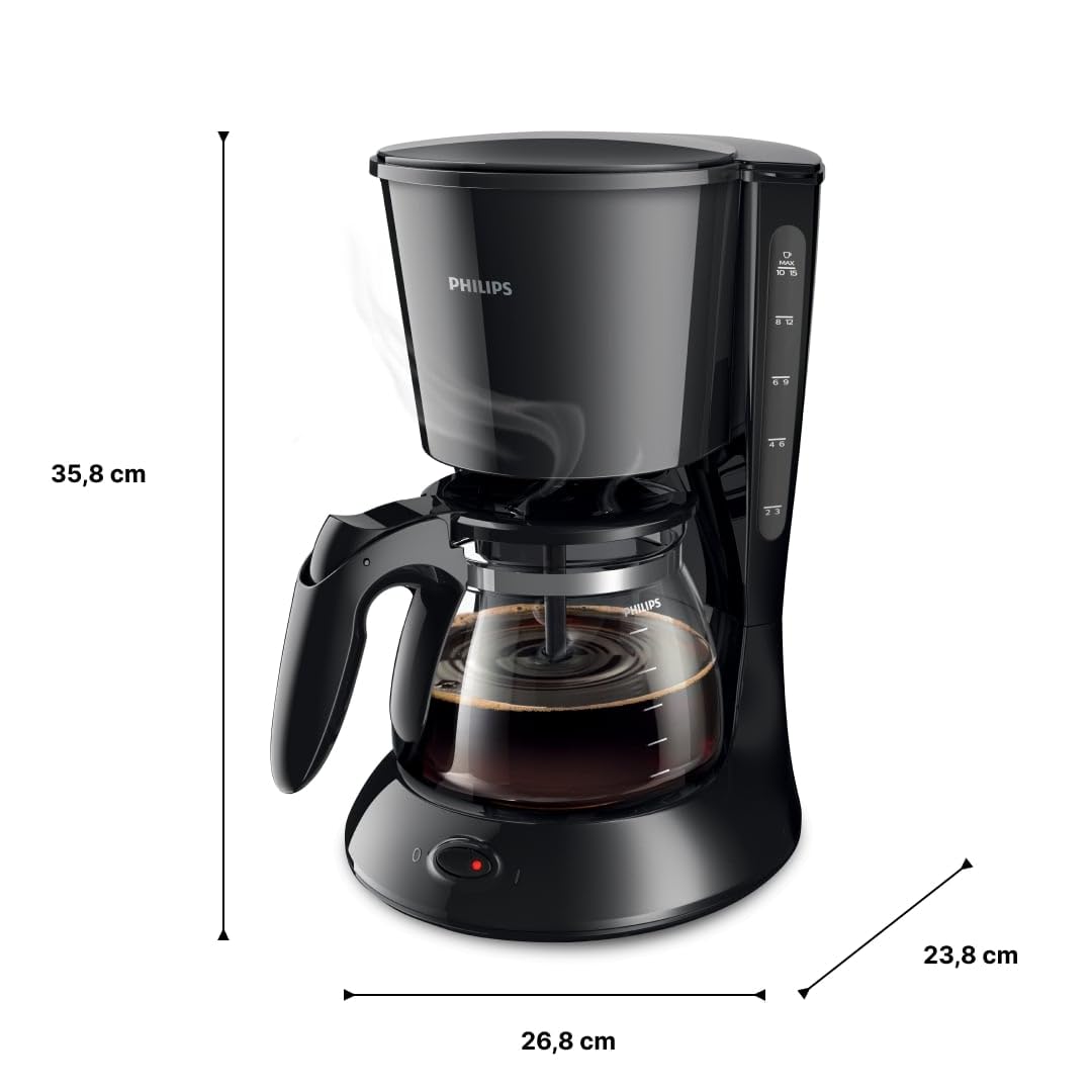 Philips HD7461/20 New Daily Coffee Machine Aroma-Swirl with Auto Shut-Off, Glass Carafe, White/Black
