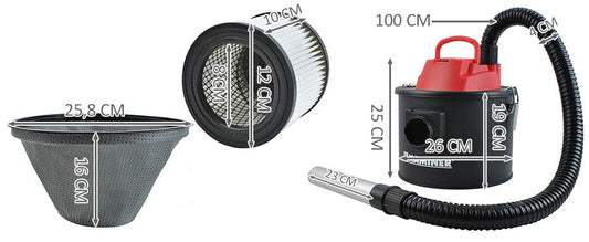 Kaminer ash vacuum electric 10 l 800 W stove grill 2 Hepa filter system 6317 10 l 800 W.