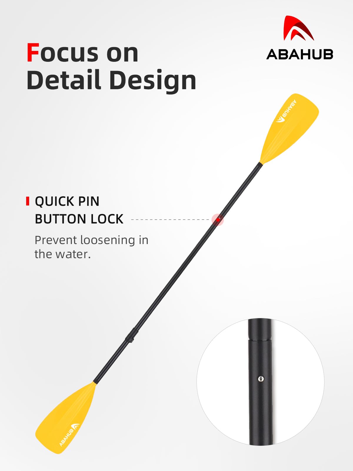 Abahub 2 in 1 Sup Kayak Paddle Aluminum Adjustable Stand Up Paddle for Paddleboard, Aluminum Alloy PU Coated Shaft 172-213cm Plastic Nylon Blade Yellow