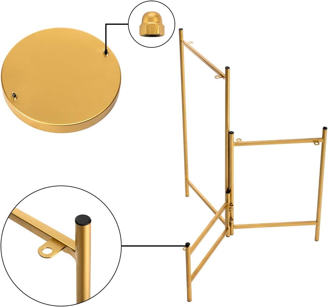 SUPTAIN 3 tier metal plant stand, flower stand with three removable trays, Multi-layer plant shelf flower shelf plant stairs for living room corner balcony terrace courtyard, Gold