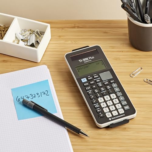Texas Instruments TI-30X Plus MathPrint scientific calculator for middle and high school (4-line display, dark blue, solar and battery powered).