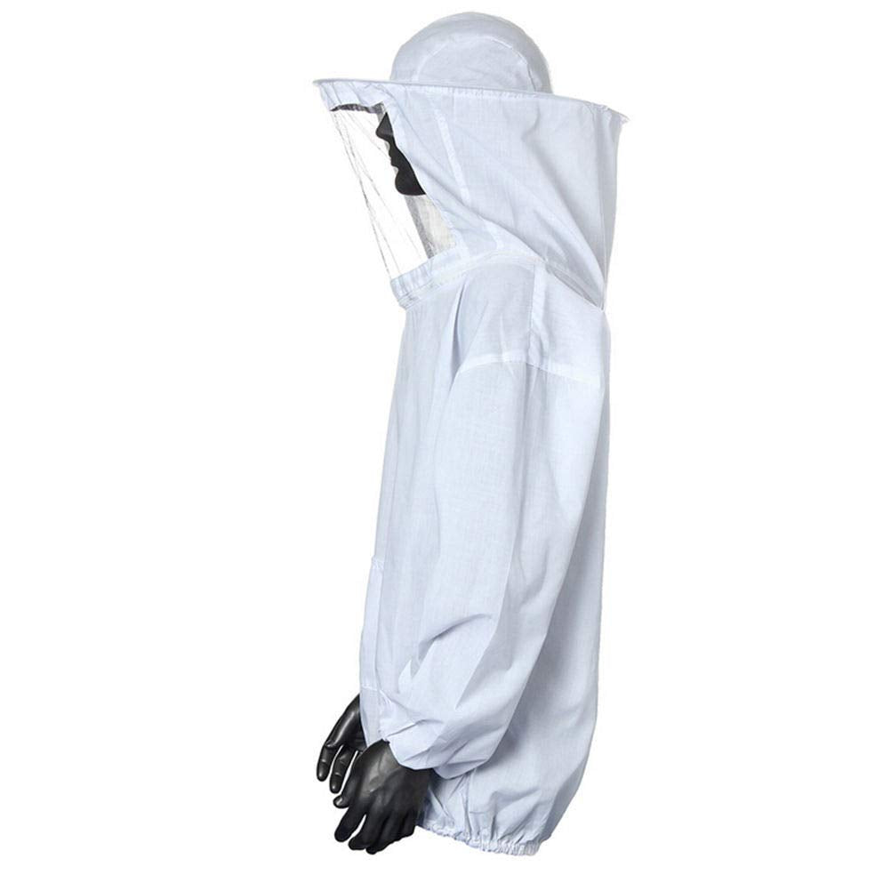 Amacoam Beekeeping Suit Beekeeper Jacket with Hat Professional Beekeeper Clothing Beekeeper Beekeeper Professional Beekeeper Beehive Protection Hat Bee Suit with Zipper for Beekeepers Bee Keepers (White)