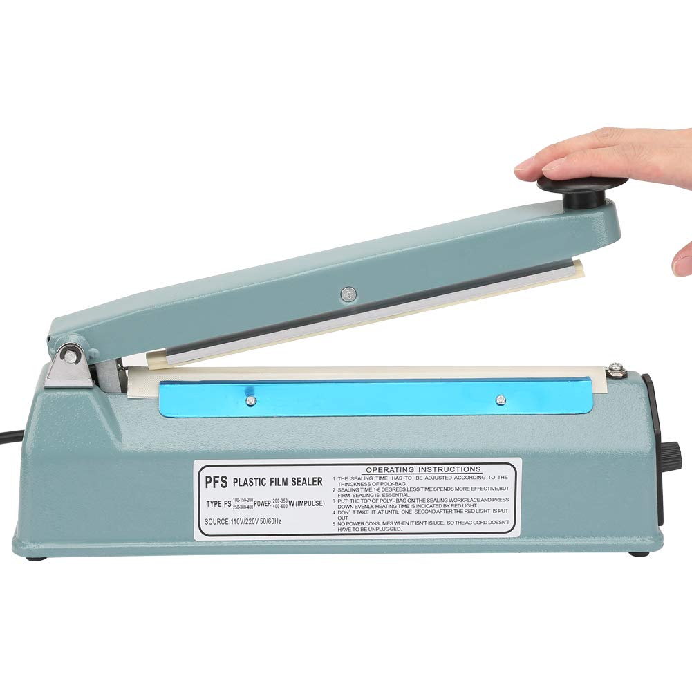 8-inch Impulse Heat Sealer, 300W manual vacuum sealer, food sealing machine for storing food, adjustable 8-level temperature, automatic shut-off function.