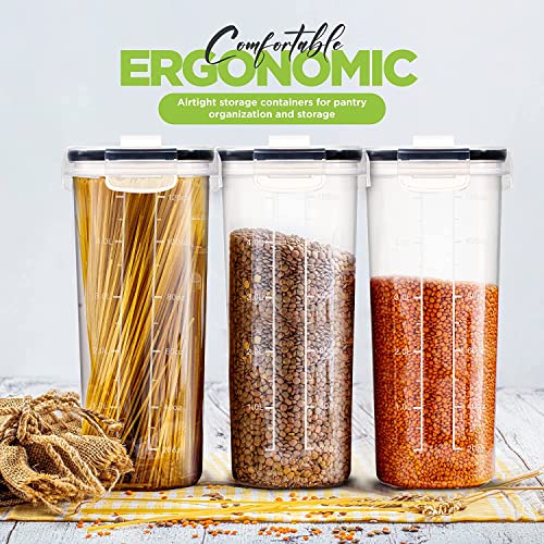 KICHLY Storage Jars (Set of 4) - BPA-free, airtight plastic containers for storing pasta, grains, flour, rice, and for pets.