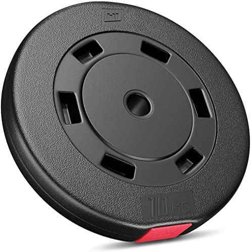 Hop-Sport weight plates set 5, 10, 20, 30 kg plastic weights 30 mm dumbbell weight plates (4 x 2.5 kg)