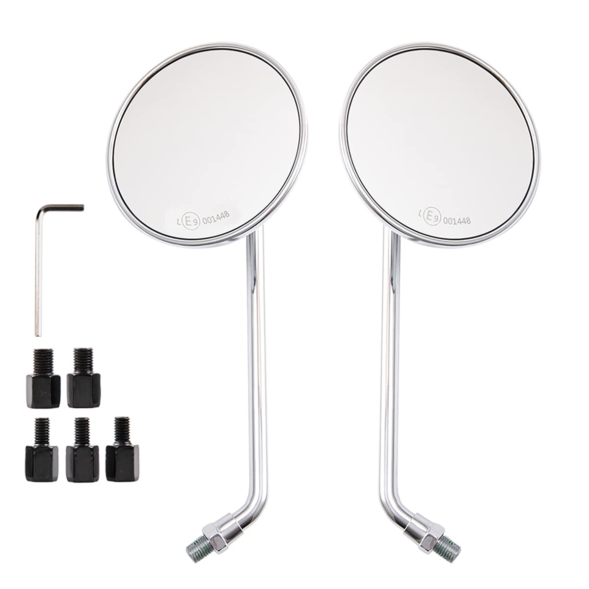 Motorcycle Rearview Mirror Round Universal CNC Aluminum Side Mirror for Motorcycle Bike Cafe Racer Chopper Bobber (Silver)