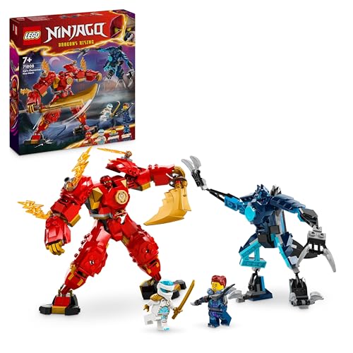 LEGO NINJAGO Kai's Fire Mech, action figure toy for kids & NINJAGO Arin's Dragon Glider, ninja set with dragon toy and figures.