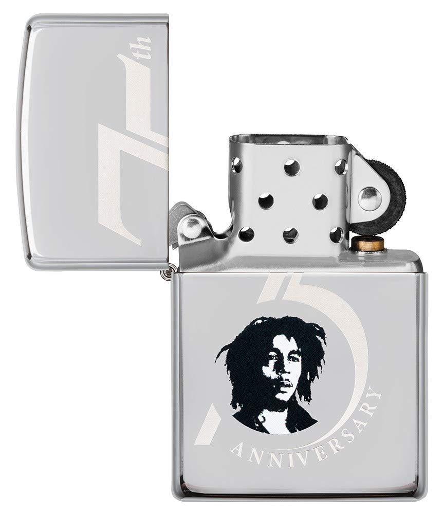 ZIPPO - Bob Marley™ ©, High Polish Chrome - refillable petrol storm lighter in high-quality gift box.