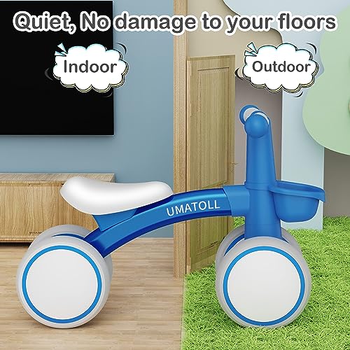 Umatoll Kids Balance Bike from 1 year, Toy for 12-24 months, Baby walking bike with basket for boys girls, Gifts for 1 year old birthday (Blue)