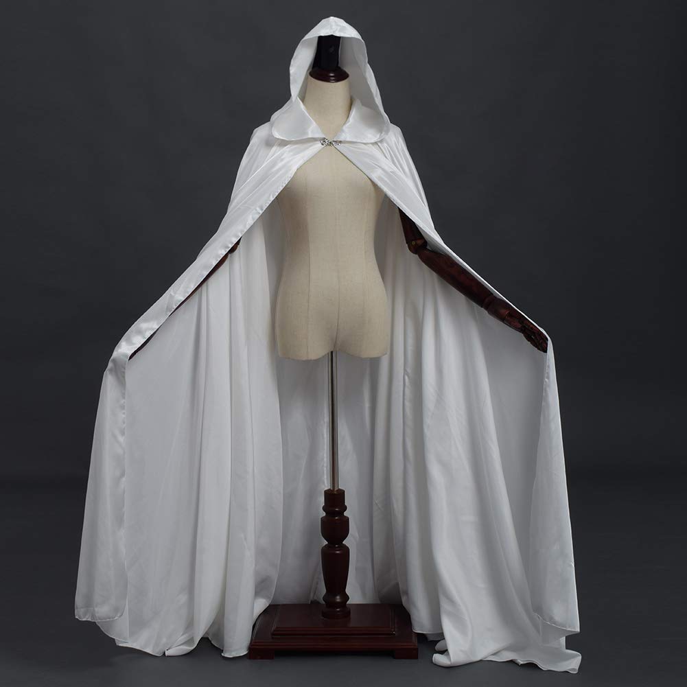 GRACEART Women's Hooded Cape Medieval Cloak Long Halloween Costume for Wedding Bride Evening Dress Bridal Gown