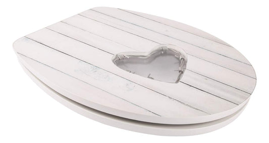 aquaSu® toilet seat with soft-close mechanism, wire love decor, high gloss finish, wooden core, Fast-Fix quick mounting system, oval standard O shape, metal hinge, glossy toilet lid, 40357 3