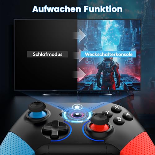 ISENPENK Wireless Controller for Switch Console, Gamepad with Wake-up, Bluetooth Controller Remote Wireless Grip with RGB Lighting Dual Vibration Turbo Wake-up for Kids Adults