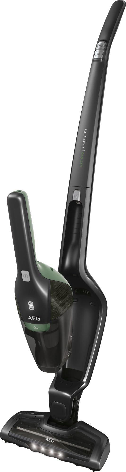 AEG Series 3000 Ergorapido CX7-2-45MÖ 2-in-1 cordless vacuum cleaner, made from 50% recycled materials, bagless, up to 45 mins runtime, freestanding, maneuverable, brush cleaning function, LED, 0.5L, black