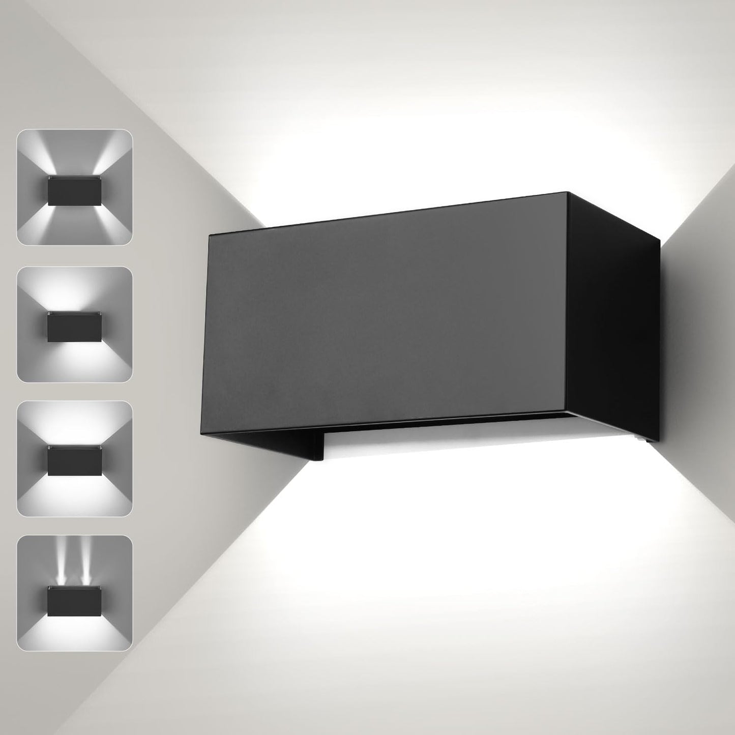ENCOFT LED Wall Light Indoor/Outdoor 24W Black, Outdoor Wall Lamp, IP65 Waterproof Outdoor Wall Light, 6000K Cool White Exterior Light, Up Down Wall Lights Adjustable Light Beam for Balcony.