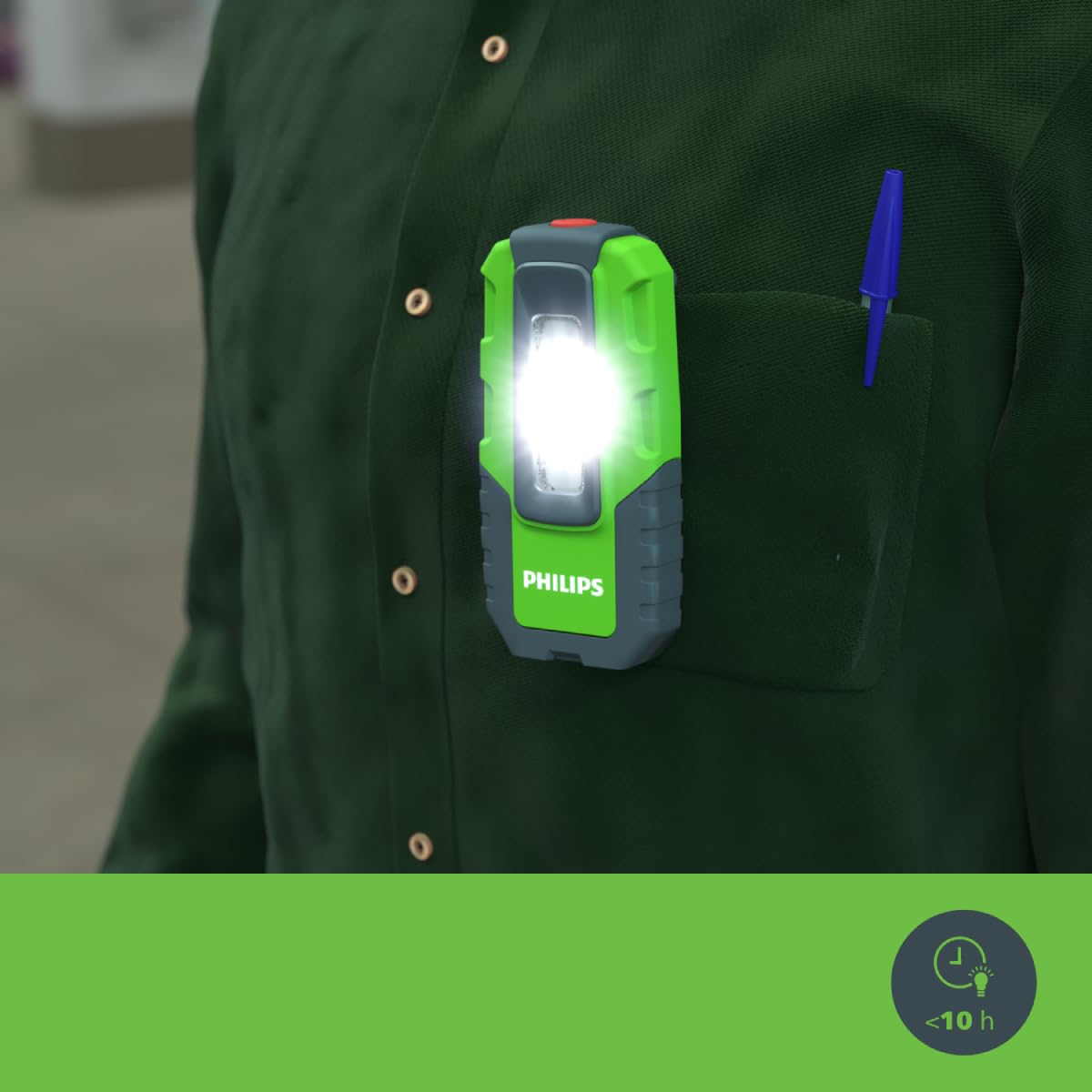 Philips Xperion 3000 Pocket LED work light, compact rechargeable shop lamp, flashlight, 300lm