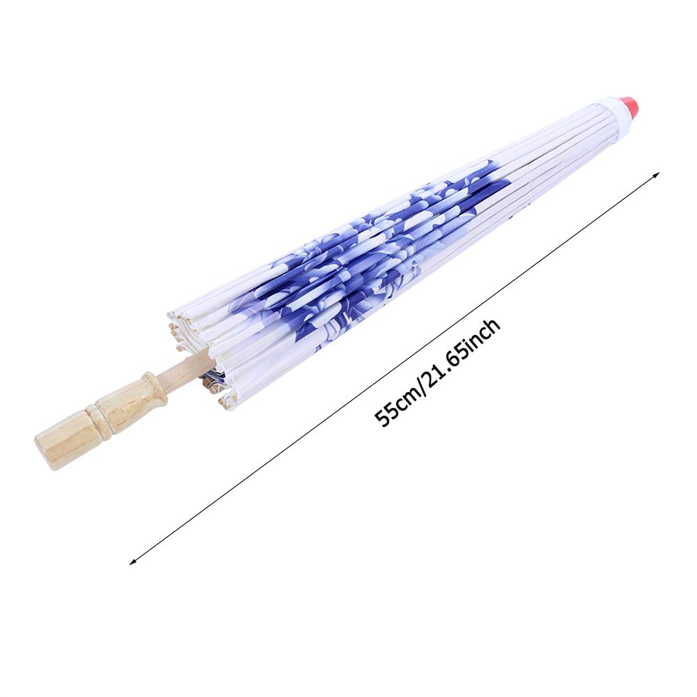 Haofy Japanese Umbrella, Flower Pattern, Oiled Paper Parasol, Art Decor, Windproof, Chinese Classical Dance Umbrella for Photography, Cosplay, Costume, Dance Performance, Wedding Prop (Blue)