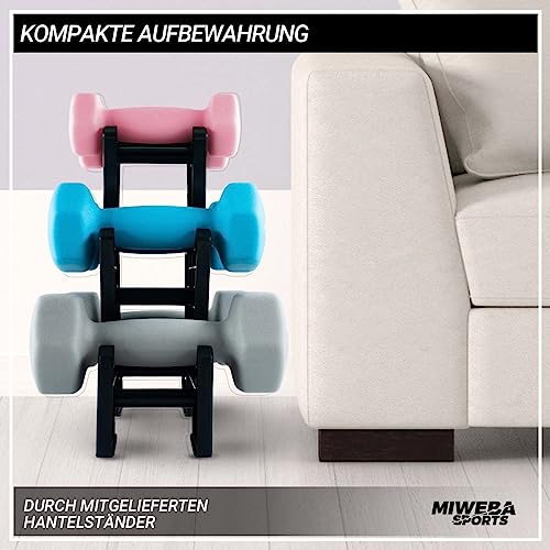 Miweba Sports Vinyl Dumbbell Set NKH120 | ππ«π¨ππ’ Dumbbell - Hexagon Dumbbells Set - Dumbbells - Dumbbell Set - Gym Dumbbells - Dumbbell Stand - Dumbbell - Dumbbell - 1-3kg (Pink/Turquoise/Gray)