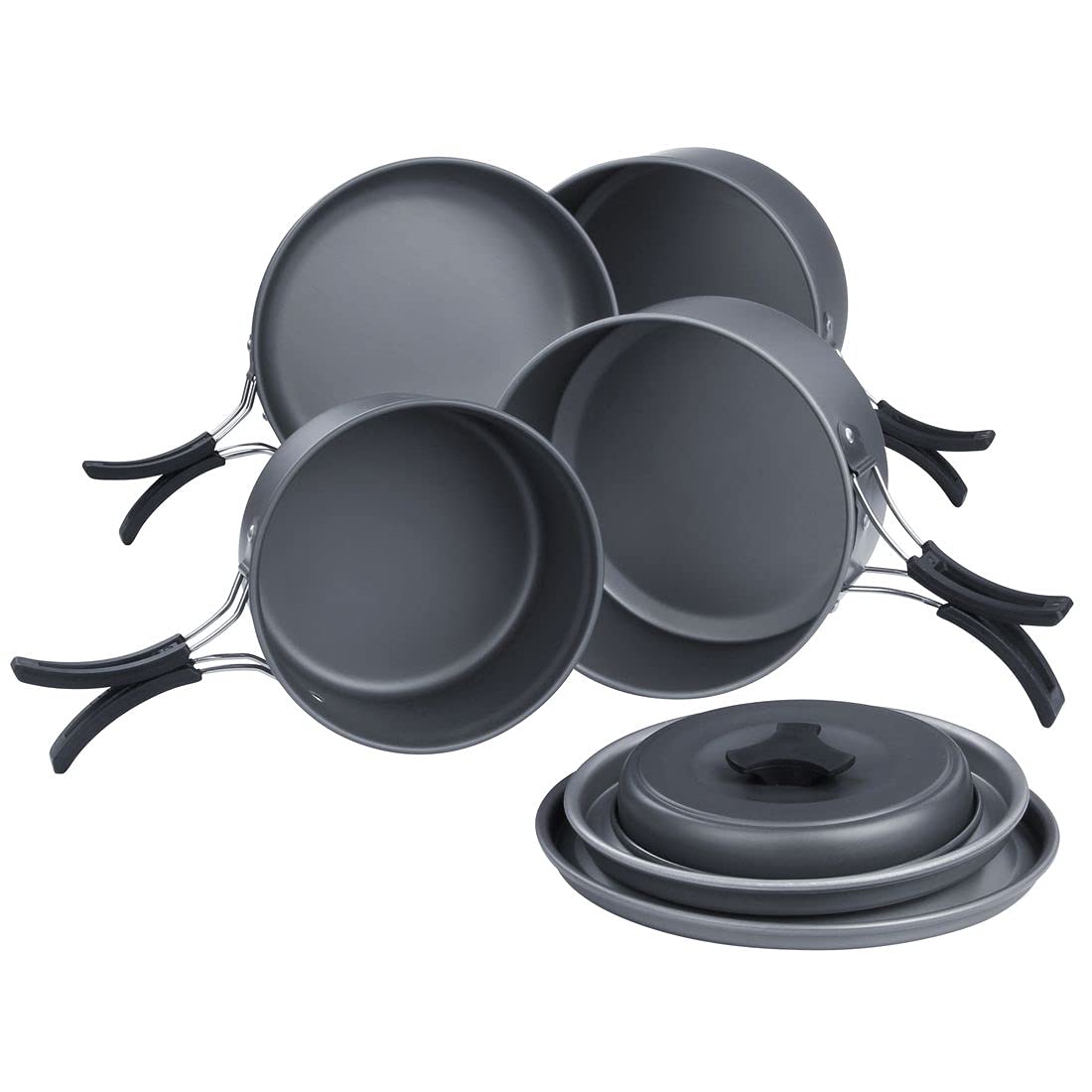 yourGEAR Ranger V - 7-piece camping cookware set for 4-5 people - Durable, non-stick aluminum - Pot and pan set in mesh bag for camping and outdoor use