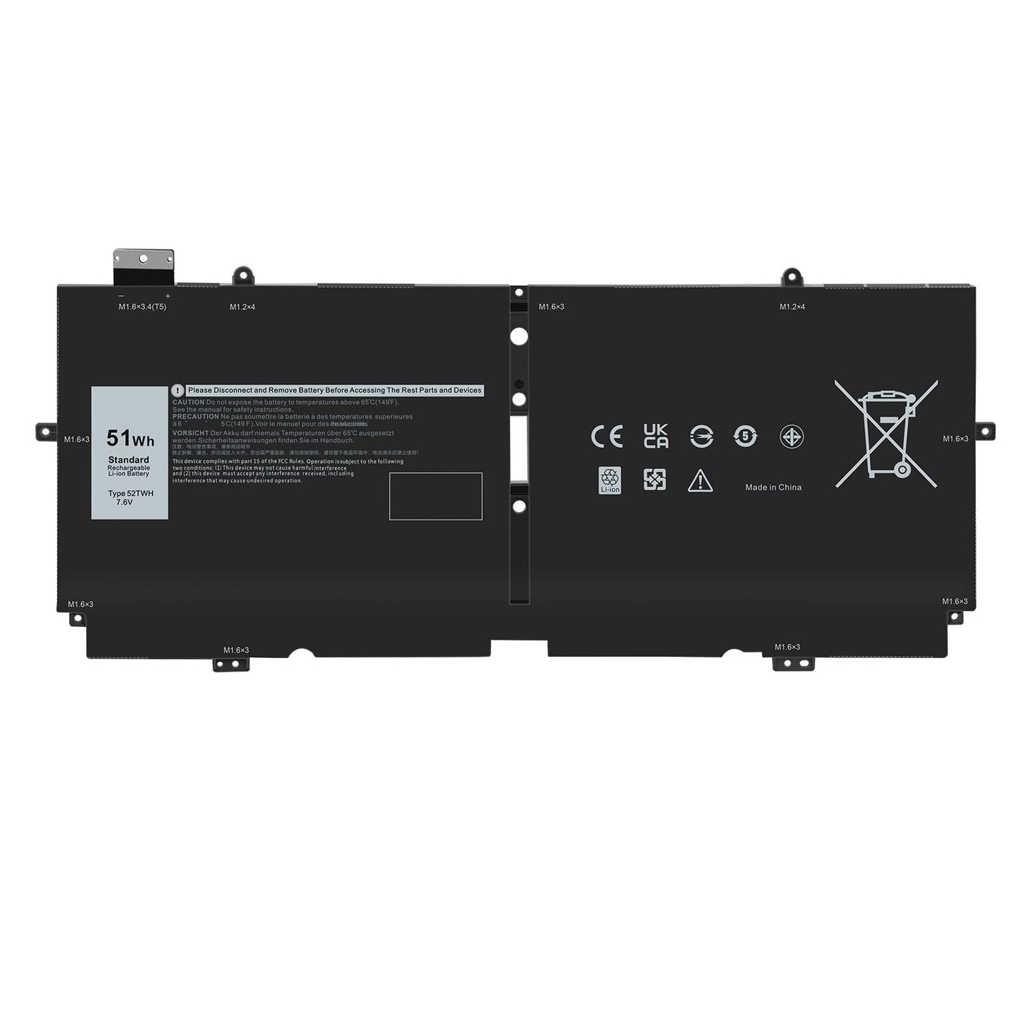 ARyee 52TWH Battery Compatible with Dell XPS 13 7390 2-in-1 P103G P103G001 P103G002 Series Notebook, Replacement for 52TWH MM6M8 0MM6M8 XX3T7 0XX3T7 (7.6V 51Wh)
