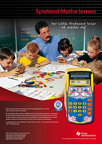 Texas Instruments Little Professor Calculator (for preschool and elementary school, solar powered, with 80,000 math problems) yellow-blue.