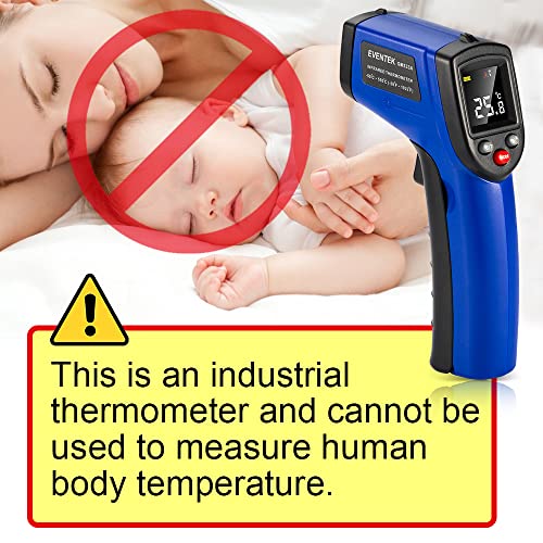 Infrared Thermometer Eventek, Gun LCD Color Display -58°F~1022°F (-50°C~550°C) Non-human Body Thermometer Including Meat Thermometer, for Cooking/Barbecue/Freezer/Industry