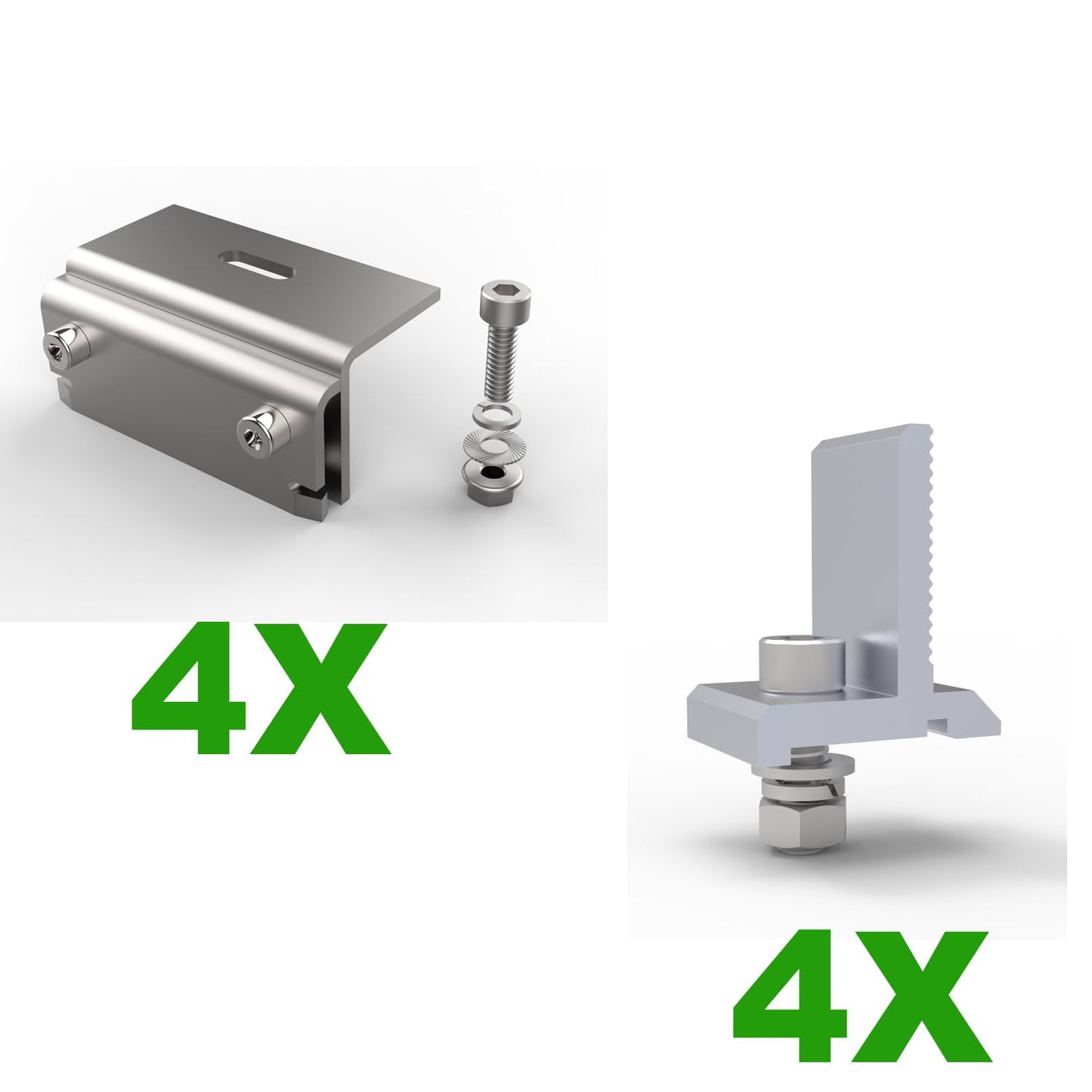 4PCS standing seam roof clamp with stabilization clip, standing seam roof clip, stainless steel solar mounting clamp.