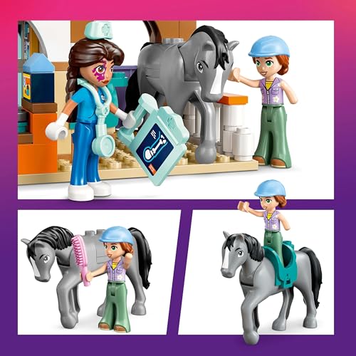 LEGO Friends Vet Clinic for Horses and Pets - Horse toy for girls and boys with 3 figures and 5 animal figures - Creative playset - Gift for kids ages 7+ 42651