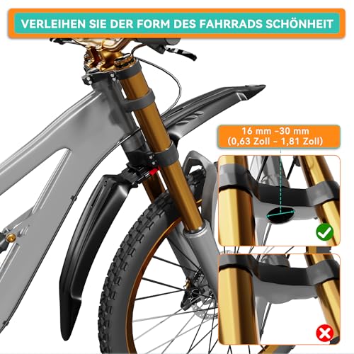 NICEDACK Bike Fender Set, MTB Front Rear Fender, Extend Thickened Mountain Bike Fenders, Quick Release Fender, Wheel Guards for 24-29 inch Bicycle.