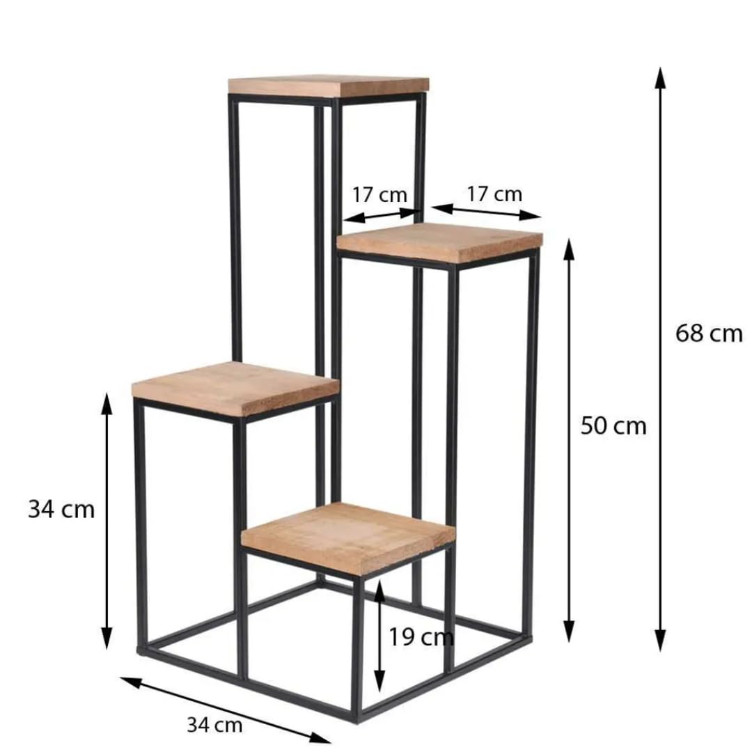KOOPMANN flower stand with 4 shelves 34x34x67cm (HxH) plant shelf flower stand wooden stand
