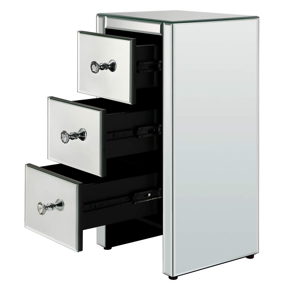 LEADZM nightstand with 3 drawers, 1 piece, side table bedside cabinet, glass storage cabinet for living room, bedroom, office, bathroom, etc, 30 x 30 x 60 cm