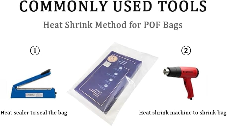 WACCOMT Pack of 100 Clear POF Heat Shrink Wrap Bags for Packaging Shoes Soap Art Candles Homemade DIY Craft Gifts (35x50cm / 13.7x19.6inch)