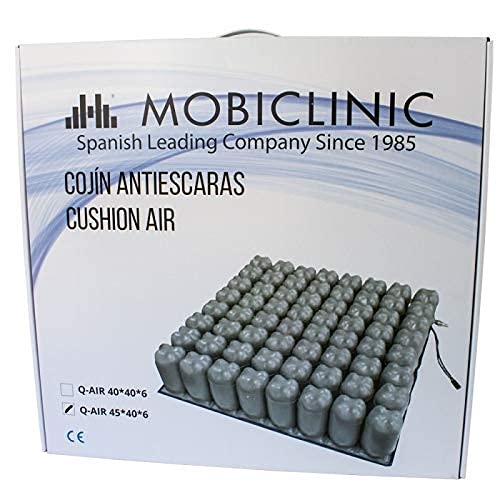 Mobiclinic® Q-air anti-decubitus seat cushion, European brand, ergonomic orthopedic cushion, wheelchair air cushion, 1 valve, 45 x 40.6 cm.