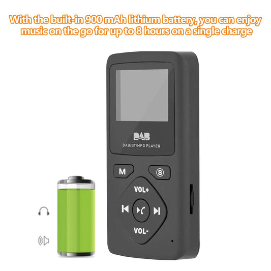 Richer-R DAB Pocket Digital Radio, Portable 1.8-inch LCD DAB/DAB+ Pocket Digital Radio Bluetooth MP3 Player, Digital Radio Player with Headphones FM Transmitter Function Black