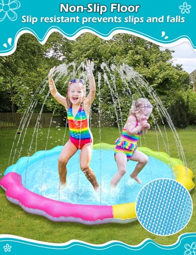 Tosekry Colorful Kids Splash Pad with Anti-Slip Function - Water Toy Outdoor, 170CM Dog Pool, Water Sprinkler Water Play Water Play Mat Garden Toy
