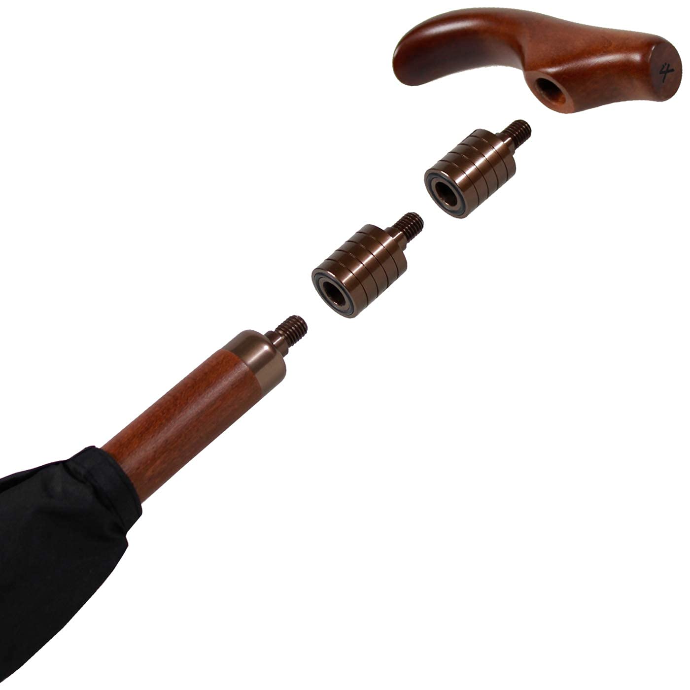 iX-brella support umbrella adjustable height with wooden handle - black