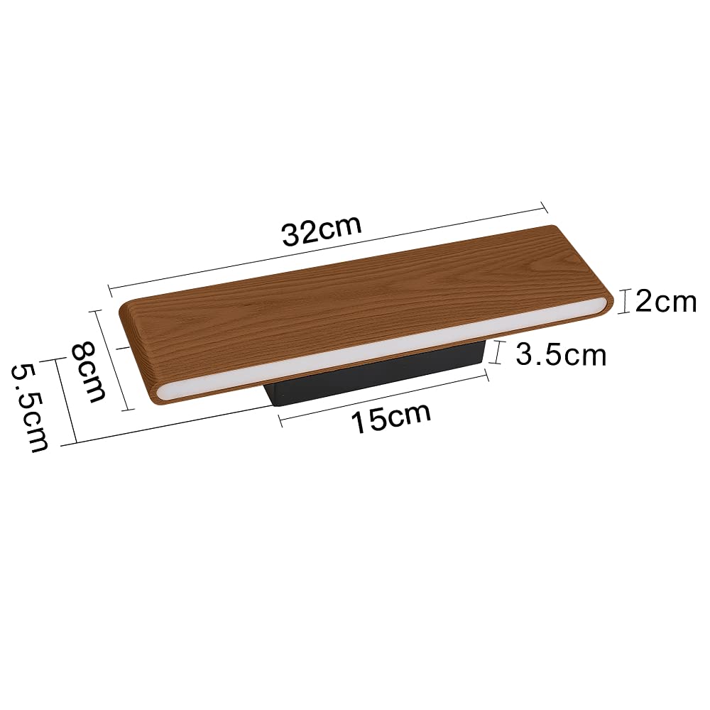 Martll Wall Light LED Wood Wall Lamp Indoor Wall Lighting for Bedroom Hallway Corridor Staircase Living Room Indoor Lighting Warm White Night Light (32cm A)