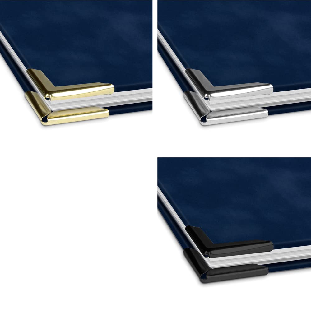 Customizable test report folder in blue velvet look with own name and design - incl. 12 document sleeves - Silver print with personalized design design.