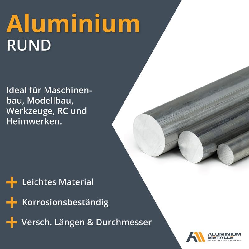 Aluminum round diameter Ø 24mm | Length = 1000mm (100cm) Round rod for turning, milling, drilling, sawing