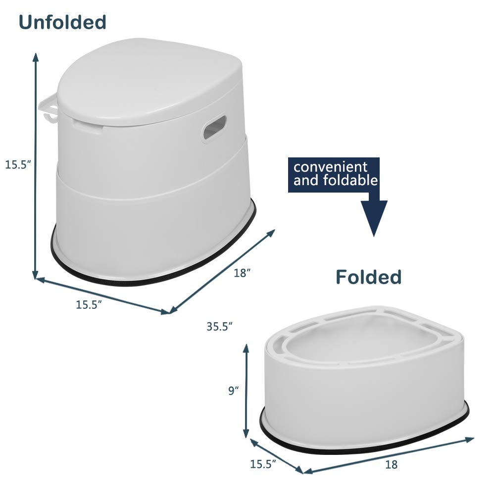 LEADZM Camping Toilet Portable Travel Toilet with Seat, Lid, and Toilet Paper Holder (White)