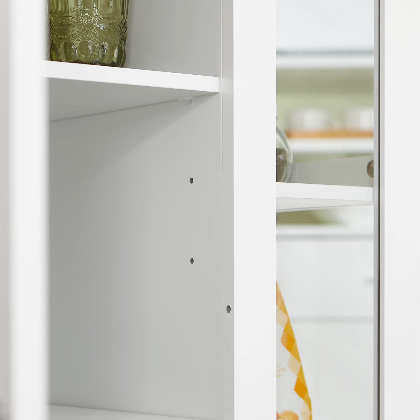 SoBuy rolling kitchen cart serving cart side table with 3 shelves kitchen cart for kitchen, living room, dining room white-natural BHT approx. 60x90x40cm FKW75-WN