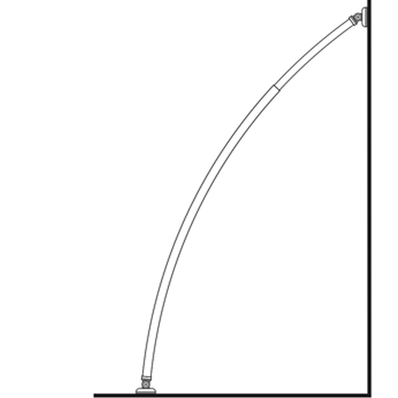 ALUMINUM EXTENDABLE Oval Corner Rod + 2 Sloped Wall Adapters Arch Rod Chrome Rod/Between two walls Adjustable length from 118 to 190 cm/Symmetric angles or oval