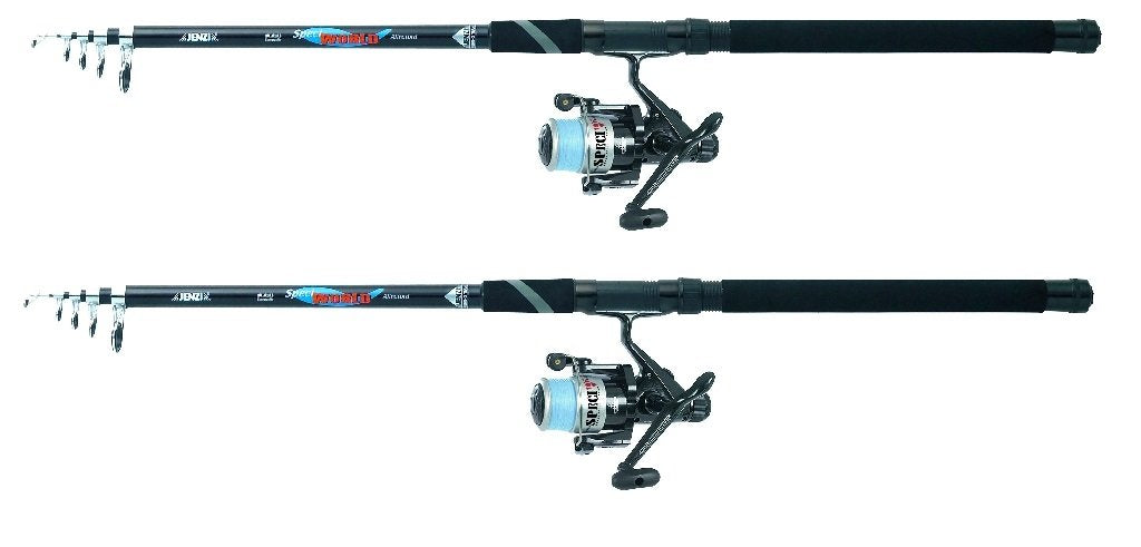 2 x Jenzi Allround pike carp perch trout telescopic rod with reel and line NEW! Fishing set
