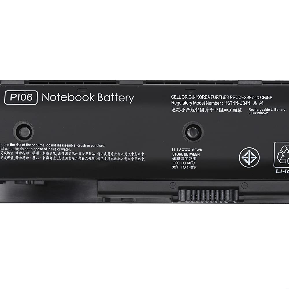 7XINbox 11.1V 5225mAh 62Wh PI06 HSTNN-LB4N HSTNN-LB4O HSTNN-YB4N HSTNN-YB4O Replacement Battery for HP Envy 14 14t 14z 15 15t 15z 17 17t 17z Touch 710416-001 710417-001 709988-421 709989-421