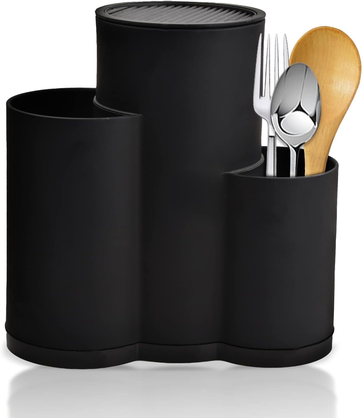 3-slot knife block without knives, universal round knife block holder unfilled with utensil holder, empty knife block holds 12 8-inch knives, suitable for all kitchen knives.