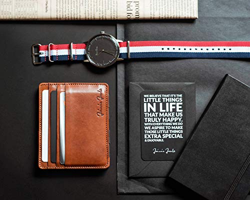 Jaimie Jacobs Flap Boy Slim without coin compartment Magic Wallet integrated RFID protection Magic wallet genuine leather (Dark brown with red)