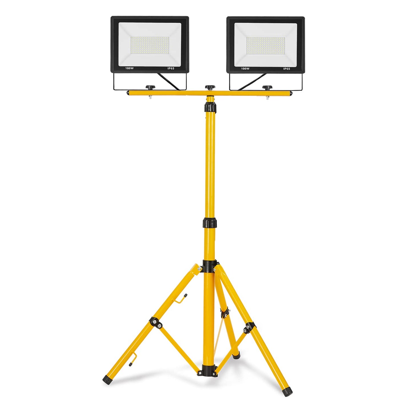 2x 100W LED construction spotlight with tripod, cold white floodlight incl. 3M cable. Waterproof IP66 work light for garage, garden, construction site.