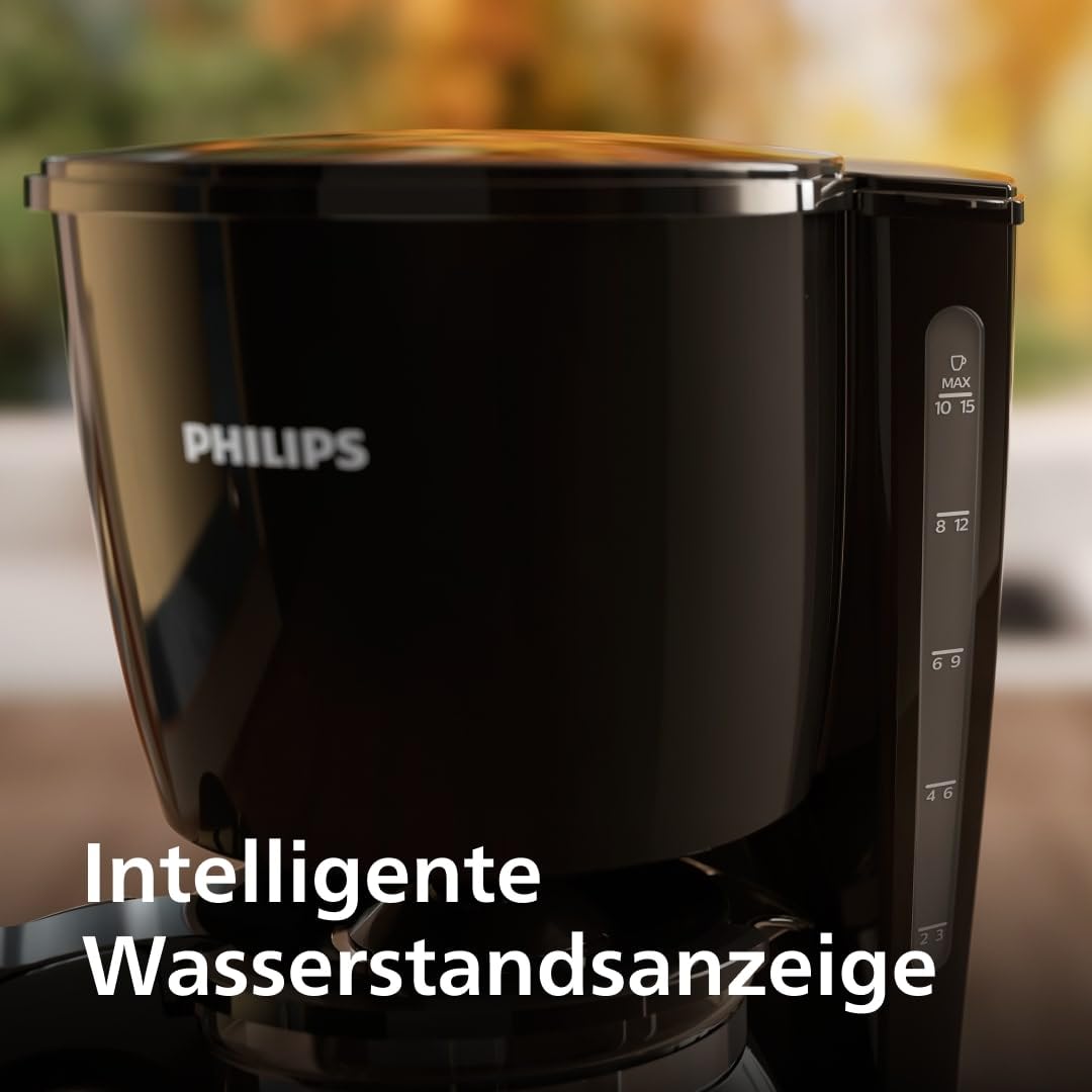 Philips HD7461/20 New Daily Coffee Machine Aroma-Swirl with Auto Shut-Off, Glass Carafe, White/Black