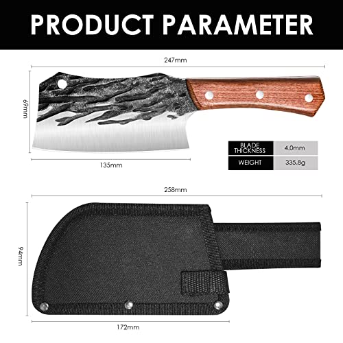 Home Safety kitchen knife outdoor, cleaver, chopper with hand forged carbon steel, meat cleaver for chopping/boning, outdoor kitchen portable mini knives, camping professional chef knife.